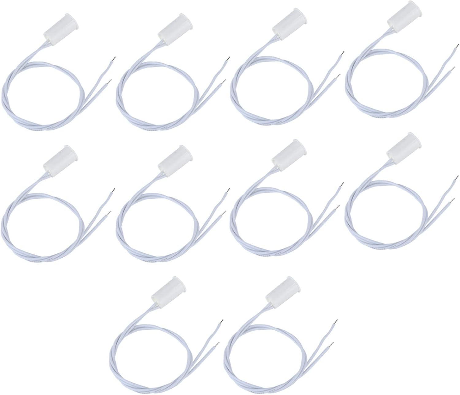 10Pcs 100VDC Recessed Door Sensor, 15mm-5mm Door Magnetic Reed Switch for Home Security Alarm Systems, Door Magnetic Sensors for Alarm Control Panels GND Port and N.C. Port