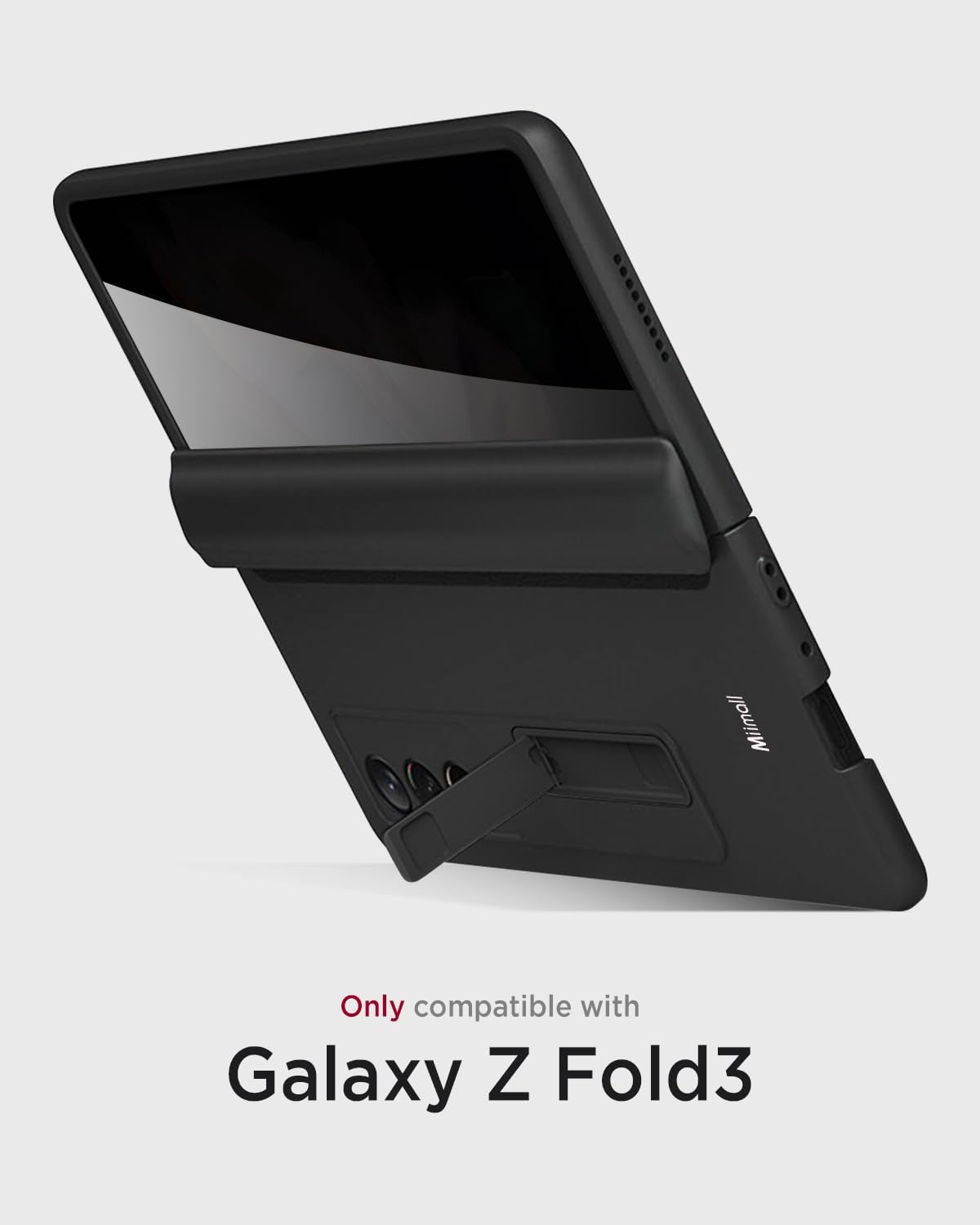Miimall for Samsung Galaxy Z Fold 3 Case with Privacy Screen Protector, [Anti Spy] Built-in Adjustable Kickstand & Magnetic Hinge Protection Full-Body Protective Case for Galaxy Z Fold 3 5G Black