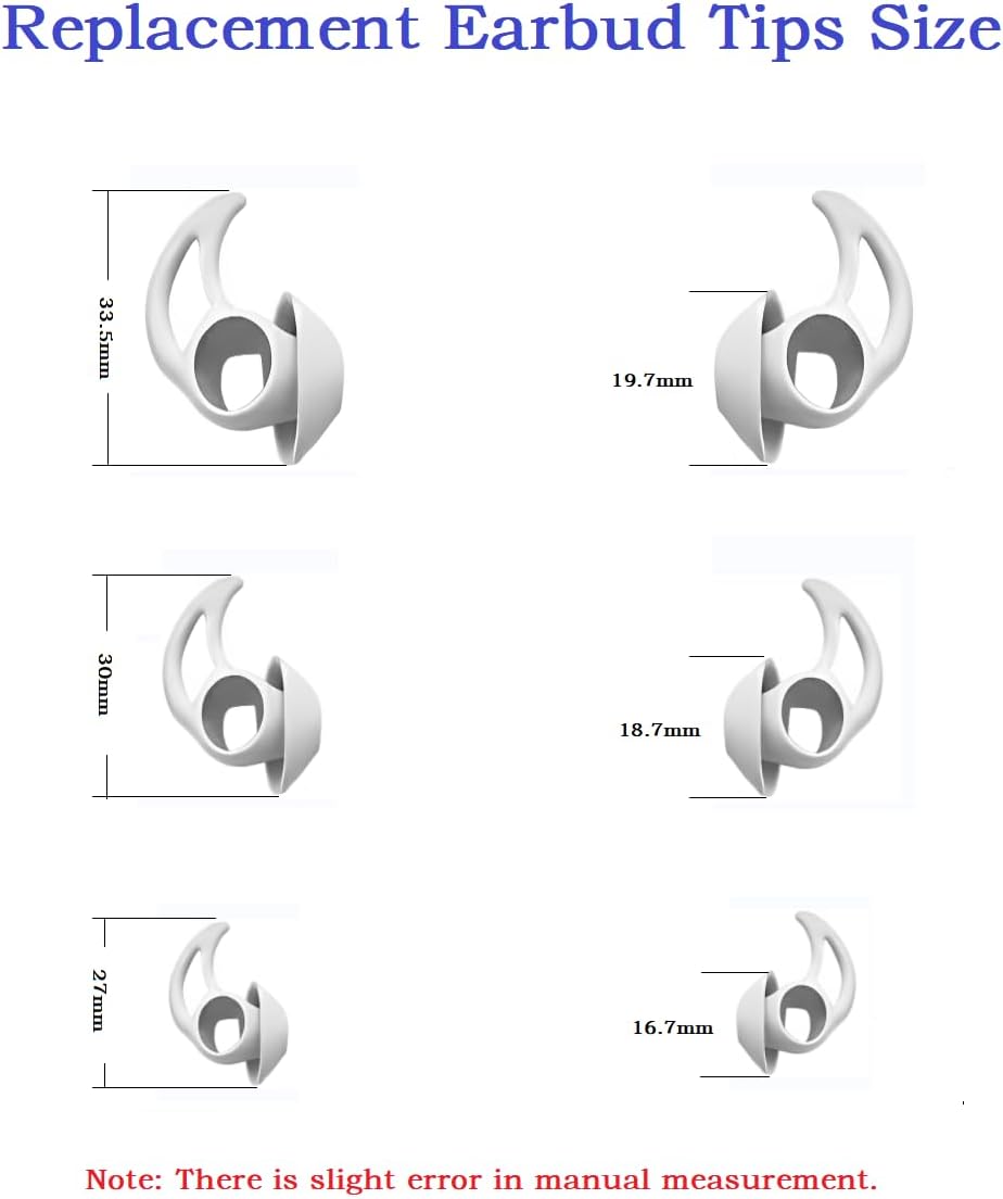Silicone Earbud Tips Compatible with Bose QuietComfort Earbuds and Sport Earbuds,3 Pairs,Silver