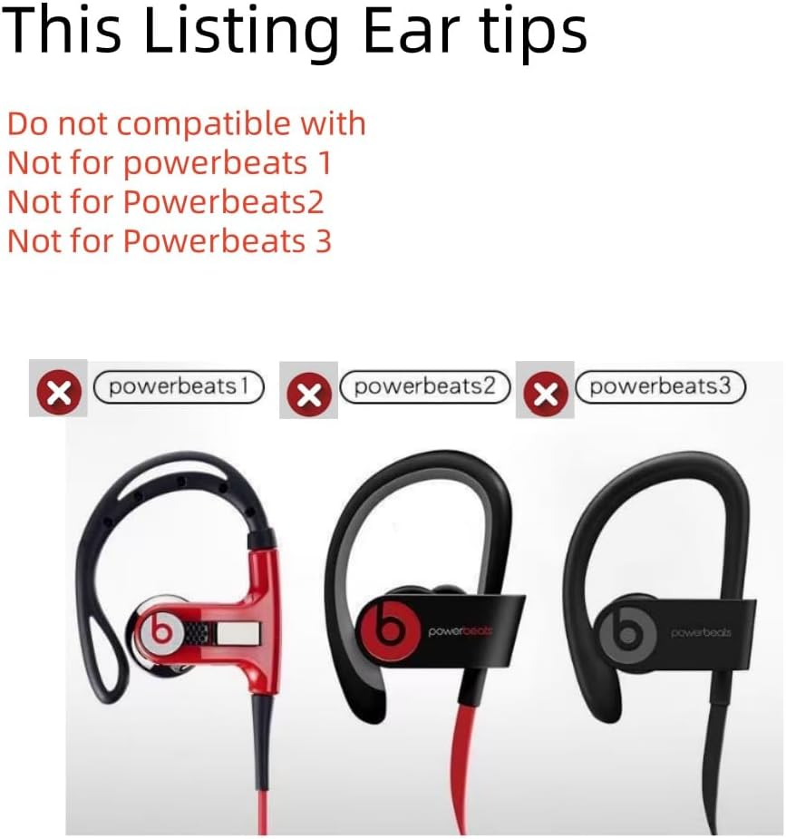 Replacement Ear Tips for Beats Urbeats2.0 Tour2.0 ibeats Beats x, Beats Flex Secure Fit for Powerbeats Pro Silicone Earbuds Washable Sweat-Resistant Noise Isolation 8 Pairs (Black)