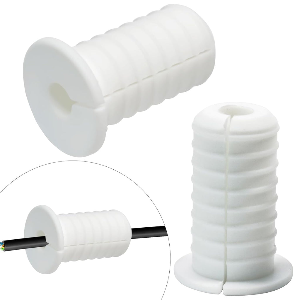 2pc Starlink Cable Grommet 3/4" Silicone Anti-Slip Waterproof Wall Hole Pass Through Split Cable Bushings for TV Wire Ethernet Cord, Starlink Cable Routing Kit Accessories,38mm/1.5"Ht, White