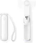 JISULIFE Handheld Mini Fan, 3 IN 1 USB Rechargeable Portable Fan [12-19 Working Hours] with Power Bank, Flashlight, Pocket Design for Travel/Summer/Concerts/Lash, Gifts for Women (White)