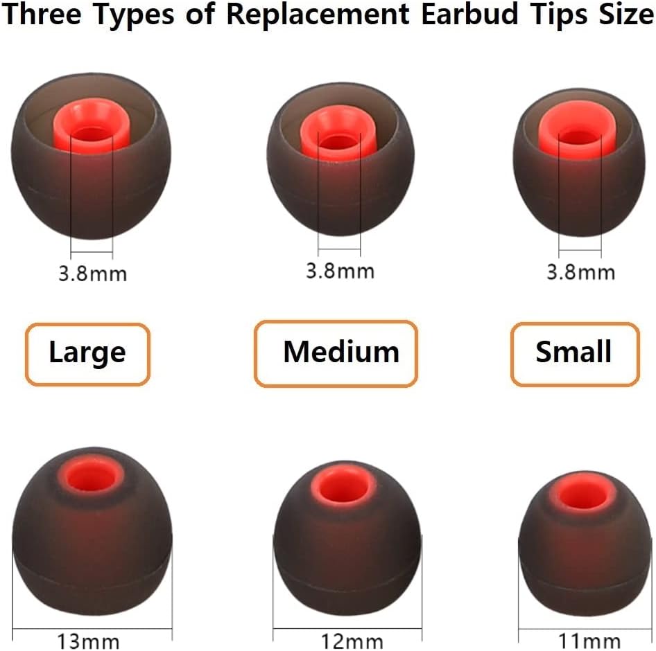 Earbud Tips Earbud Replacement Pieces Silicone Soft and Comfortable Compatible with Senso, Tozo, Sony & Other Inner Hole 3.8mm -5.1mm Earbud in-Ear Headphones 9 Pairs S/M/L