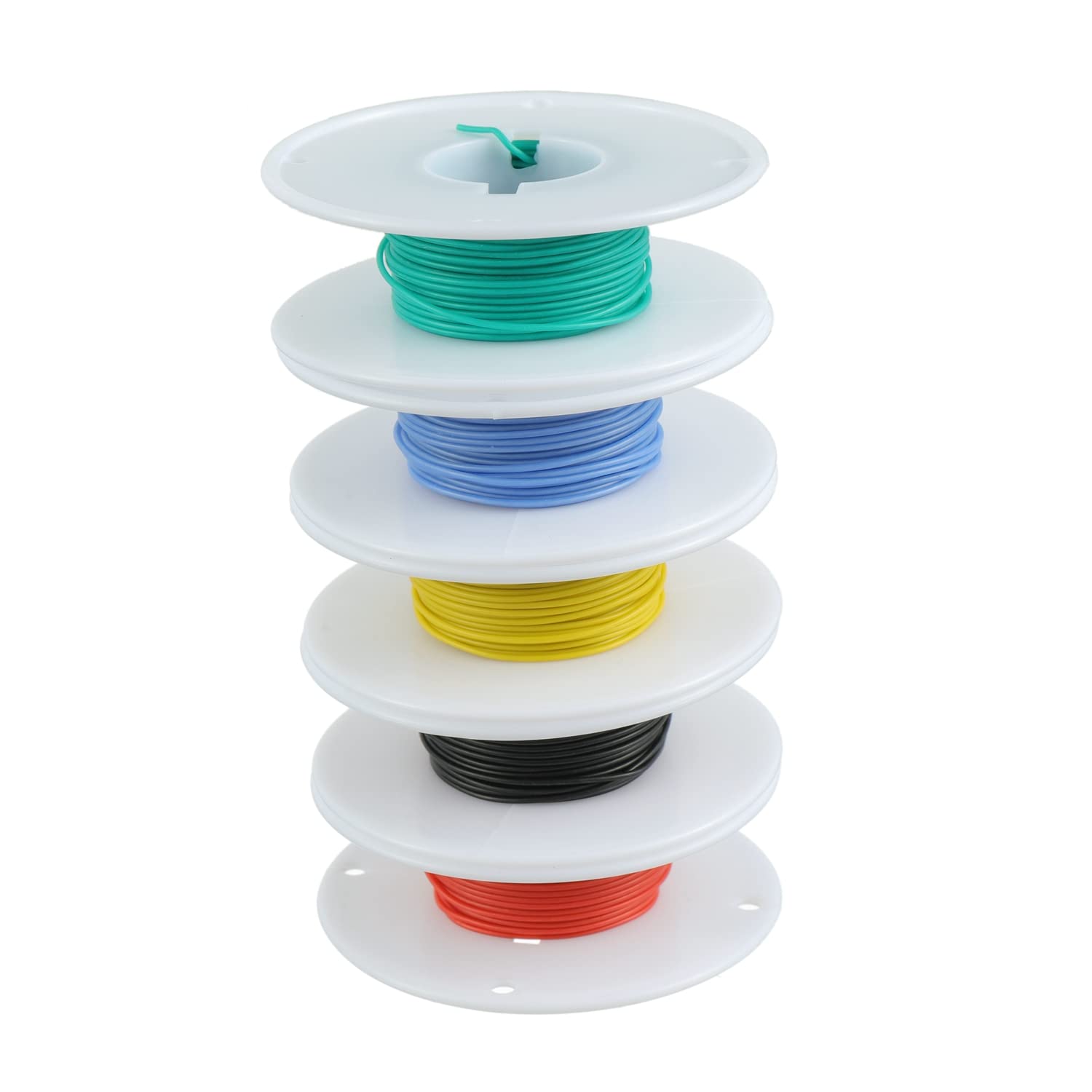 BOJACK 30 AWG Flexible Silicone Wire Electric Wire Hook up Wire Kit 300V Cables with Plus 20 φ2mm Heat Shrink Tubings and a Mini Wire Stripper(5 Colors 32.81Ft Each Color, 30AWG)