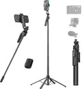 AI Face Tracking Tripod with Remote 360° Auto Rotation Selfie Stick Tripod for iPhone Extendable to 65" 1/4" Screw Phone Mount for iPhone Android TikTok Streaming Travel