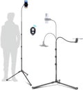 87" Phone Tripod, Overhead Flexible Tall Tripod Stand with Remote, Selfie Stick, Compatible with iPhone, 15.7" Gooseneck/Adjustable 360 Head, Gopro/Ring Light/Webcam/Video Recording/Vlogging