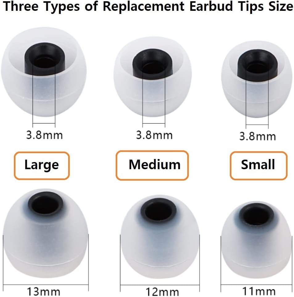 Earbud Tips Earbud Replacement Pieces Silicone Soft and Comfortable Compatible with Senso, Tozo, Sony & Other Inner Hole 3.8mm -5.1mm Earbud in-Ear Headphones 9 Pairs S/M/L