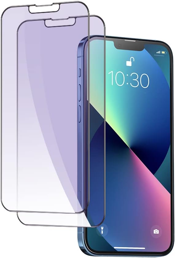 PERFECTSIGHT 2 Pack Anti Blue Light Screen Protector Compatible with iPhone 14, iPhone 13 Pro, iPhone 13, [Eye Protection Relieve Eye Strain] HD Clear Blue Light Blocking Tempered Glass