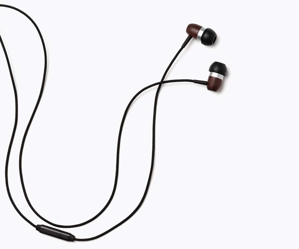 Symphonized Premium Wooden Earphones Wired (3.5mm Jack) Deep Bass Sound, 3D Sound, Microphone Volume Control, 90% Noise Cancelling for Type C Devices. Earphones for Android