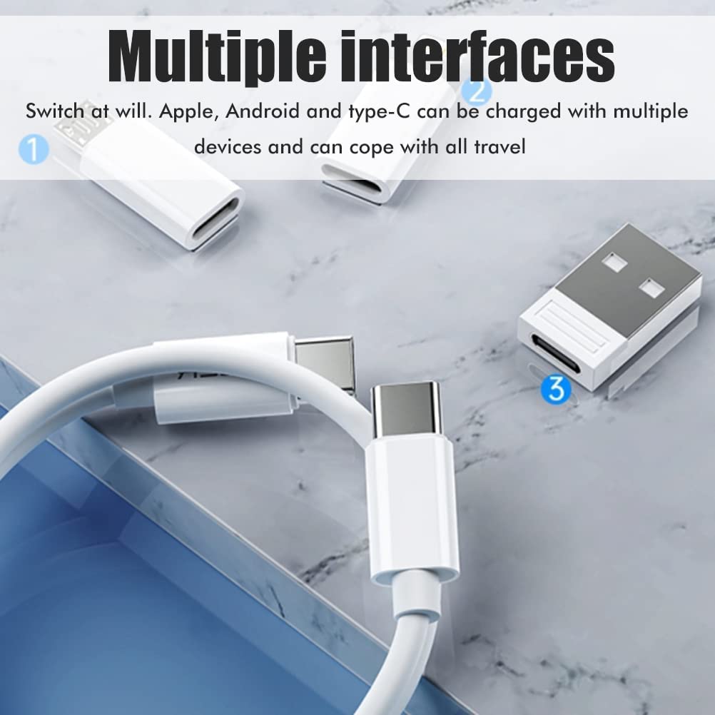 Multifunctional Data Cable Conversion Head Portable Storage Box, Multi-Type Charging Line Convertor USB Type C Adapter Tool Contains Sim Card Slot Tray Eject Pin, Phone Holder (Black)
