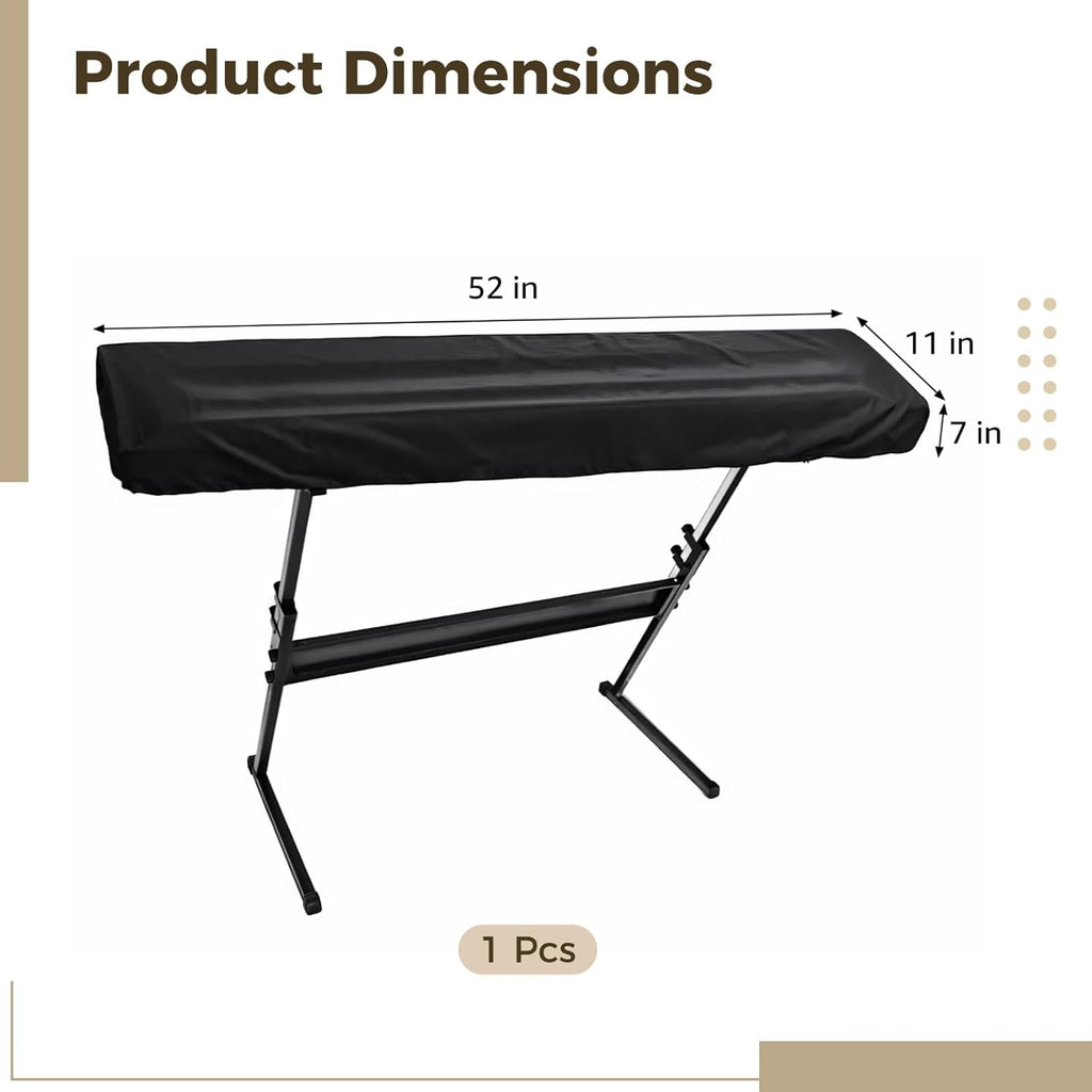 Piano Keyboard Dust Cover, 88 Key Electronic Piano Dust Cover, Waterproof Shield, Oxford Cloth, Ideal for Home and Studio, Black
