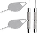 4 Pcs SIM Card Removal Openning Tool Tray Eject Pins Needle Opener Ejector Compatible with All iPhone Apple iPad HTC Samsung Galaxy Cell Phone Smartphone Watchchain Link Remover (Style E)