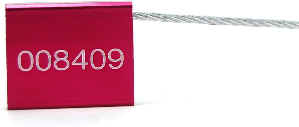 Leadseals(R) 50 Red Steel Cable Seals Metal High Security Seals Numbered Truck Trailer Seal Anti-Tamper Pull-Tite Security Tags Aluminum Body Transport Shipping Seal Self-Locking Safety Ties ISO 17712