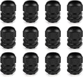 Cable Gland 12 Pack 3/4" NPT Waterproof Adjustable Connector Strain Relief Cord Connectors Joints Nylon with Gaskets…