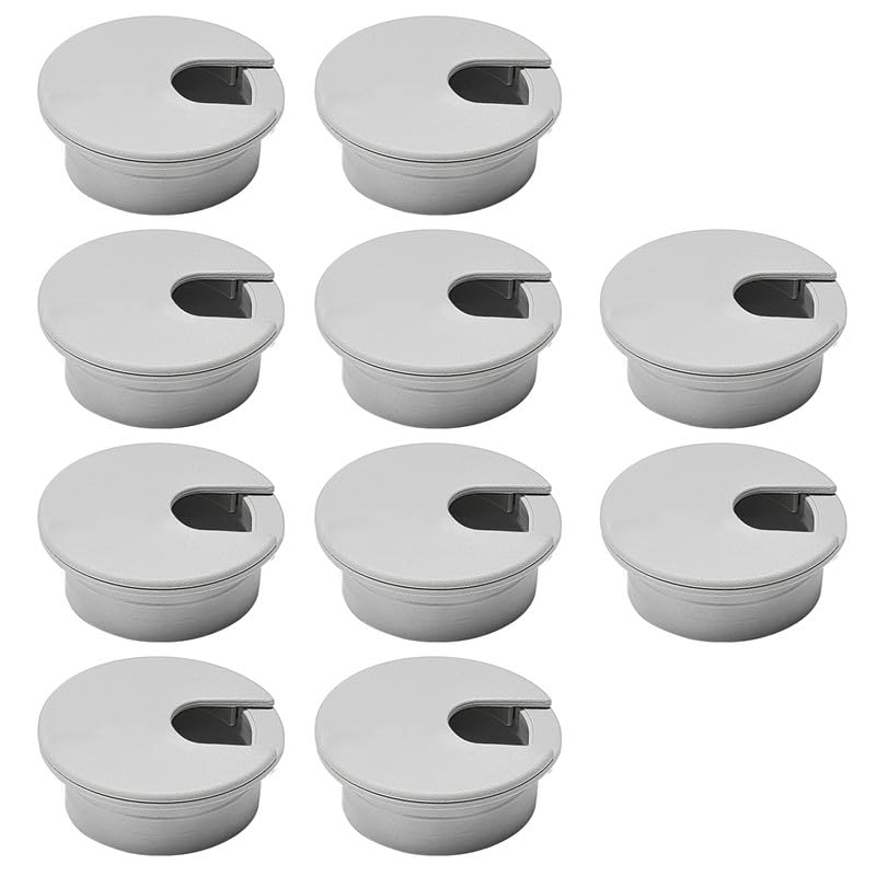 10 Pcs Desk Grommet 2" / 50 mm, Desk Cord Hole Cover, Cable Grommet ABS Plastic, Desk Hole Grommet for Home & Office Pc, Detachable Cable Cord Organizer-Light Grey