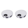 2 Pack Desk Grommet 2 Inch 50mm, Zinc Alloy Computer Desk Wire Hole Cover, Office Desktop Cord Cable Hole Metal Ring, Silver Tone