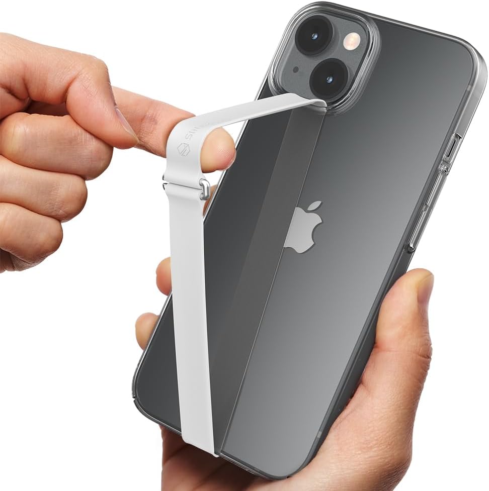 C-Shaped Clip Finger Phone Grip, Sinjimoru Silicone Cell Phone Strap for Phone Case with Clip as Phone Loop Holder for iPhone Case & Samsung Phone. Sinji Loop Clip White 200