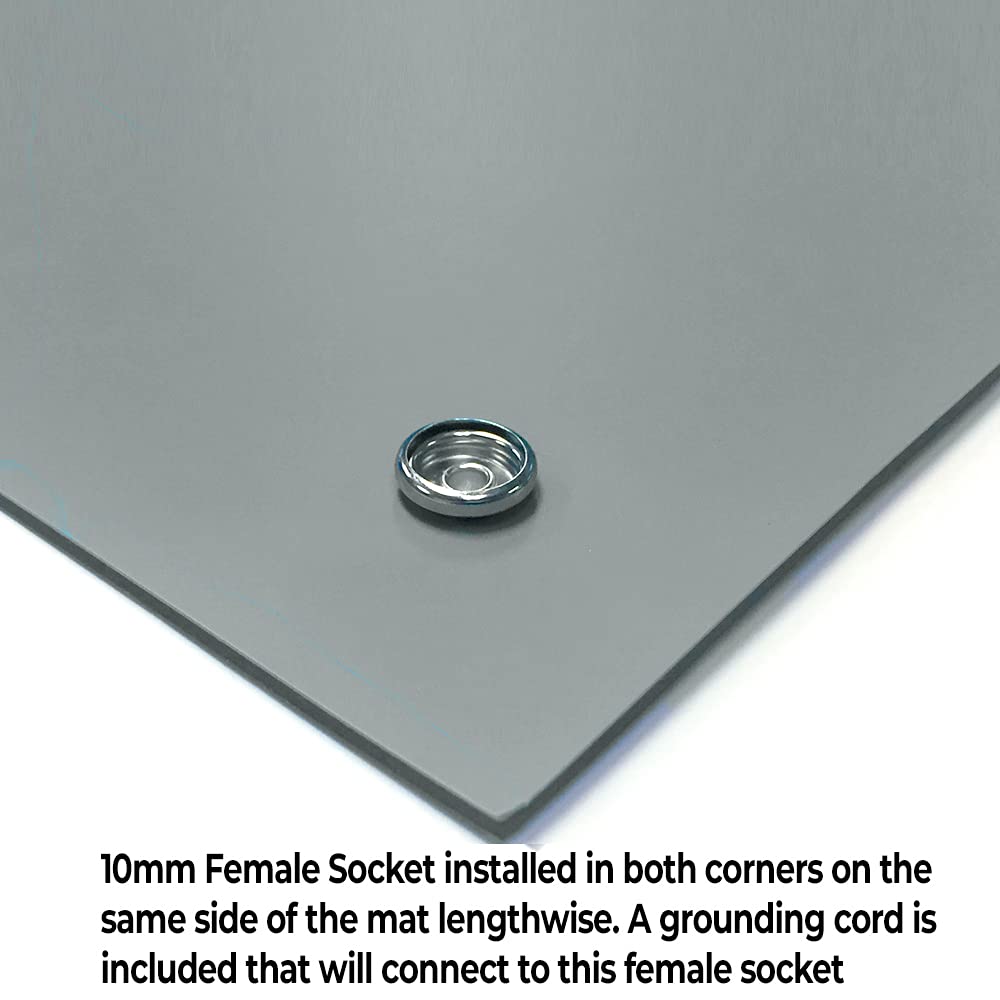 RubberStat Dual Layer ESD Compliant Workstation Rubber Table Mat Kit, Soldering, Cell Phone Repair, with Wrist Strap Set and Ground Cord - 36"x60" Grey
