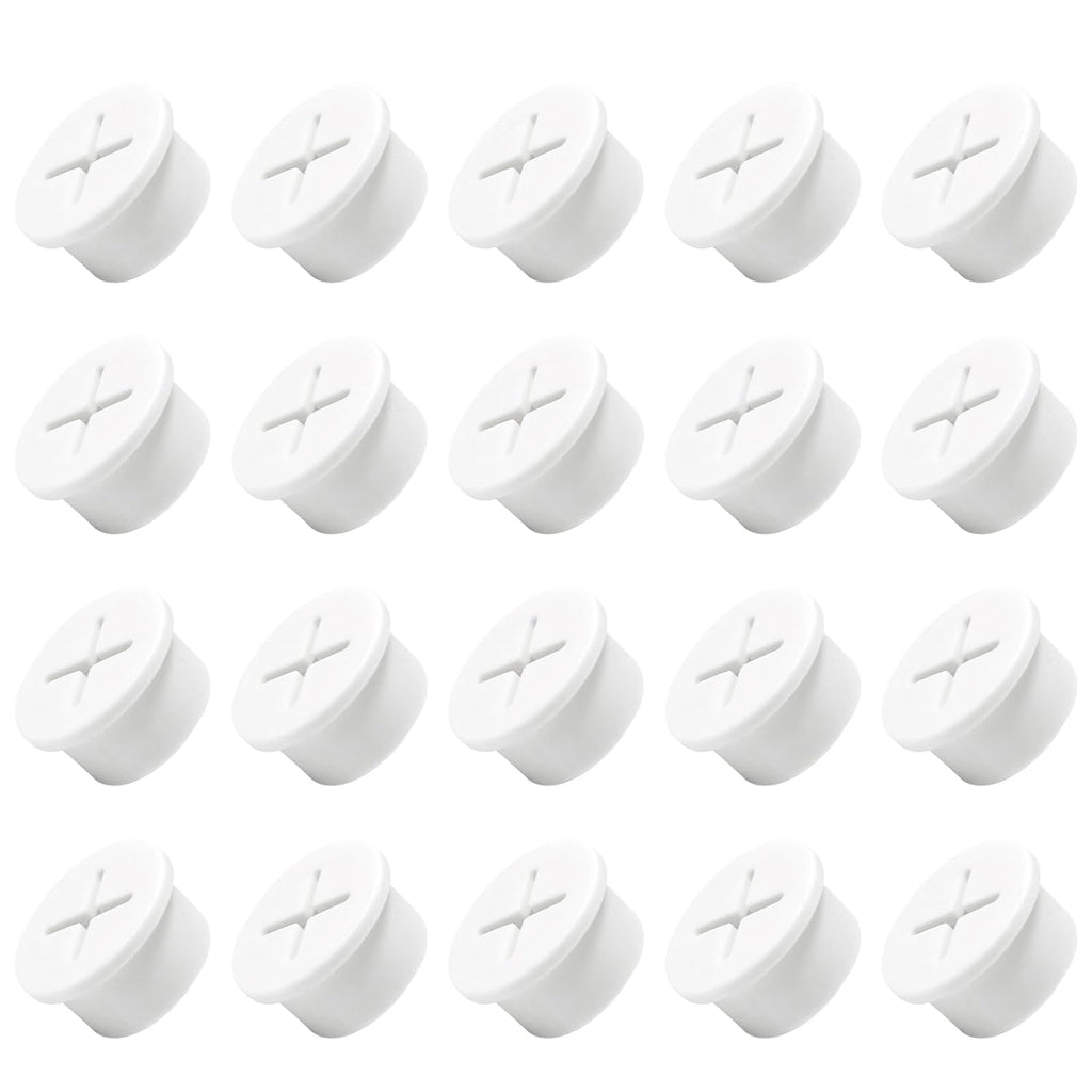 20Pcs Desk Grommet, 3/4" (20mm) White Silicone Cord Hole Cover, Flexible Rubber Wire Grommets, Wall Grommets for Cables Management, Table, Countertop, Cabinets and Furnitures Wire Organizer