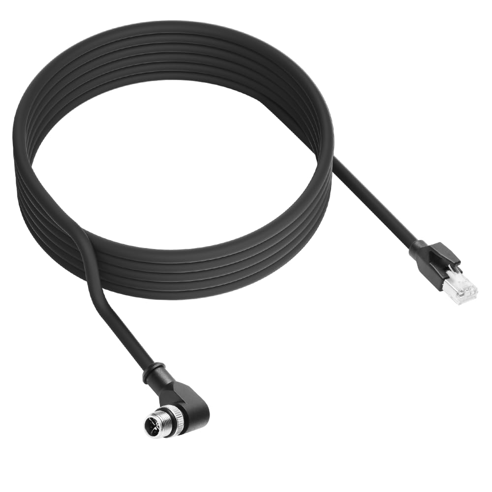 Alvin's Cables M12 X-Code 8 Pin Male to RJ45 Ethernet Cable for Cognex Keyence Camera, High-Flex Cat6a Cable for Industrial Automation, Fieldbus Module, Robotics, Right Angle 9.84ft/3m