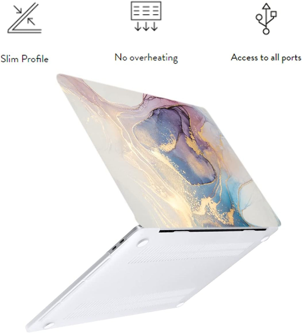 LanBaiLan Compatible for MacBook Pro 13 inch with Touch Bar 2020 2019 2018 2017 2016 Release M1 A2338 A2289 A2251 A2159 A1989 A1706 A1708, Laptop Hardshell Case and Keyboard Cover, Colorful Marble
