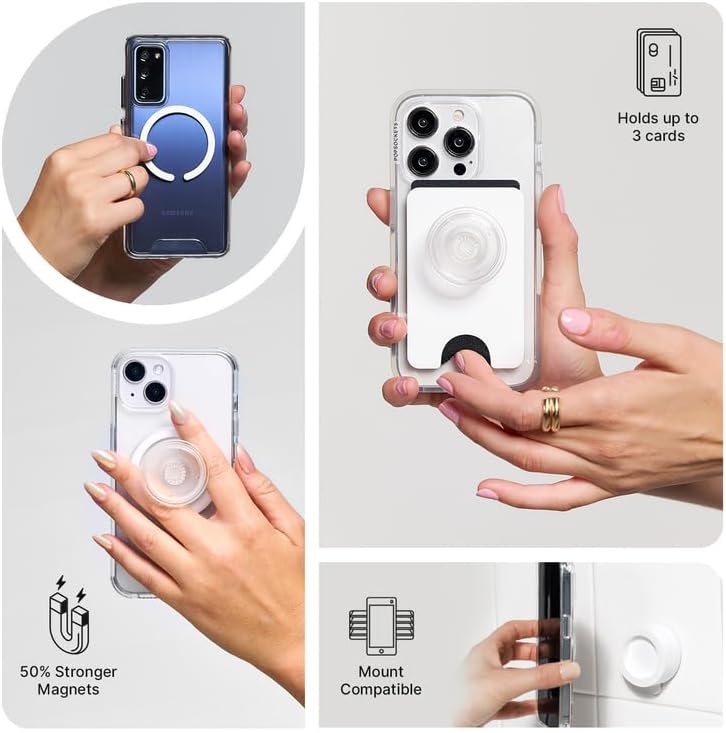PopSockets Phone Grip for MagSafe with Kickstand, Magnetic Stand, Swappable Top, Secure Hold for iPhone MagSafe Cases, Phone & Tablet Grip - Aurange Translucent