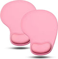 JIKIOU Mouse Pad, 2 Pack Ergonomic Mouse Pads with Comfortable Gel Wrist Rest Support and Smooth Cloth, Non-Slip PU Base for Easy Typing Pain Relief Durable and Easy to Clean Small Pink