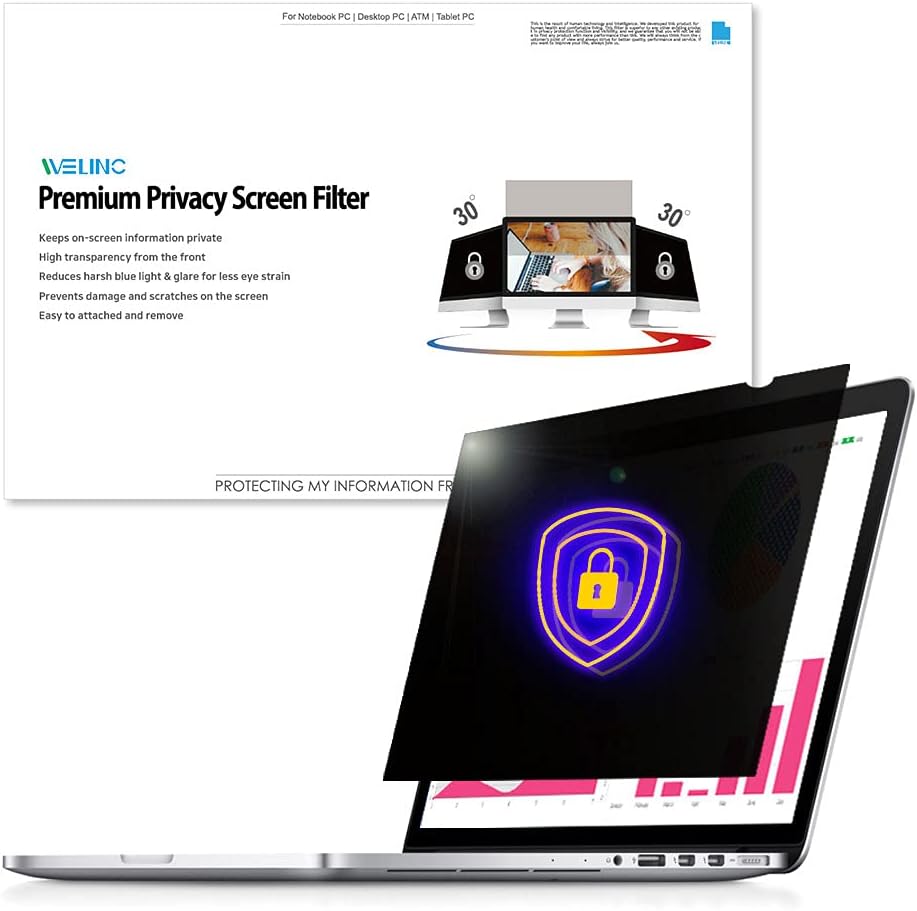 15.4 Inch - 16:10 Aspect Ratio - Laptop Privacy Screen Filter for Widescreen Laptop - Notebook - Anti-Glare - Anti-Scratch Protector Film for Data confidentiality
