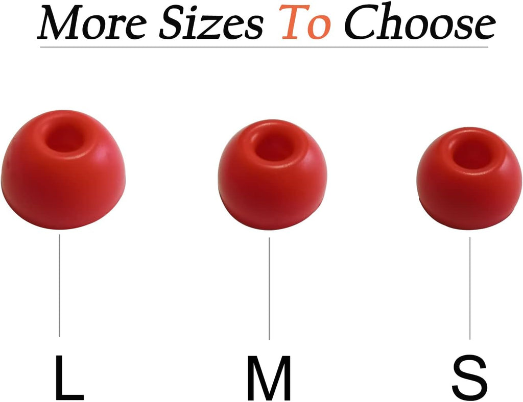 Silicone Ear Tips for Beats Studio Buds - Replacement Earbuds Cover 6 Pairs (LMS Red)