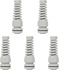 LeMotech 5Pcs NPT 1/2" IP68 Waterproof Cable Gland Flex Spiral Strain Relief Grey Nylon Joint with Gaskets for 6-12mm Wire Thread