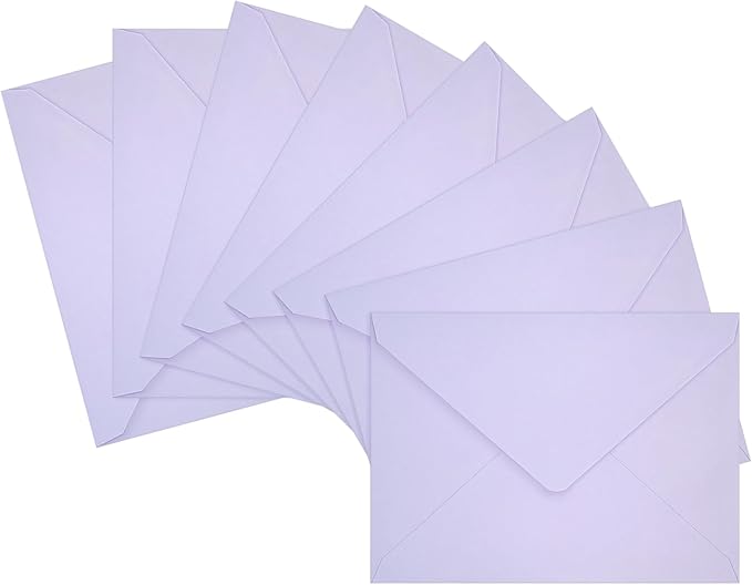 50 Pack A7 Envelopes, Light Purple Greeting Card Envelopes Self Seal, 5.24 x by LIKAJON