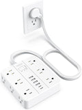 Power Strip with USB Ports, HUNIAN 5Ft Flat Plug Extension Cord Surge Protector, 12 Widely Outlet Extender with 6 USB Charger (2 USB C Ports), Desk Charging Station for Home, Office Supplies