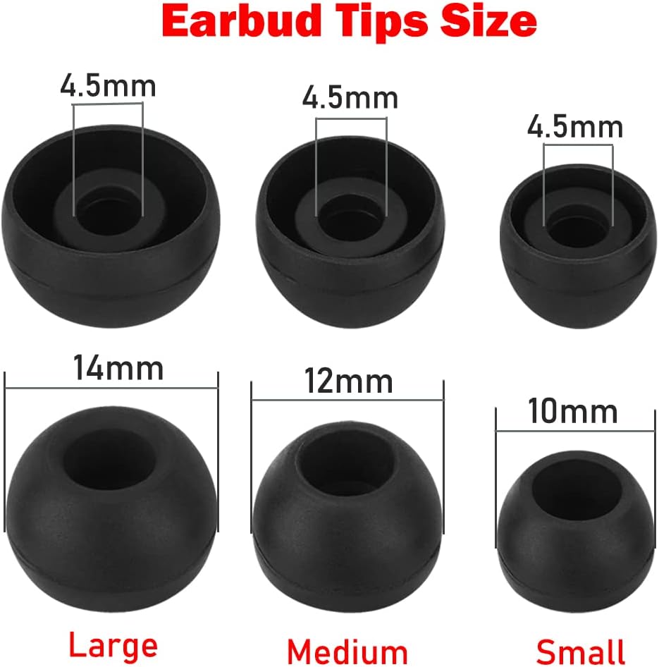 Earbud Tips - 9 Pairs, Compatible with Powerbeats 2/3, LG, Samsung - Black