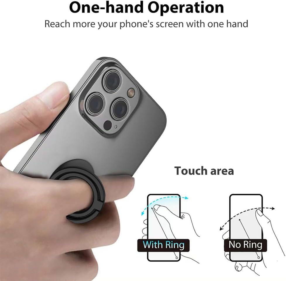 Phone Grip, Phone Ring Holder Finger Kickstand, Foldable & Adjustable Double Metal Cell Phone Rings Gripper Stand for iPhone Samsung &Other Phones - White Heart