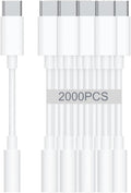 USB-C to 3.5mm Audio Headphone Adapter - HiFi 2000 Pack Compatible with Apple iPhone 16 15 Samsung Galaxy S25 S24 S23 S22 S21 Plus Pro Max Ultra Pixel iPad - Type C to Aux Cord Jack Dongle Adapter