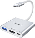 USB C to HDMI Adapter, 4K HDMI to USB-C Multiport Hub Adapter with 100W PD & USBA 3.0 Port, Type C Digital AV Converter for iPad Pro,MacBook Pro/Air,iPhone 15/16,Switch,TV, Monitor and More(Silver)