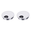 2 Pack Desk Grommet 2 Inch 50mm, Zinc Alloy Computer Desk Wire Hole Cover, Office Desktop Cord Cable Hole Metal Ring, Bright Silver