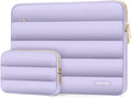 MOSISO 15-15.6 inch Laptop Case, 16 inch Puffy Laptop Sleeve Compatible with MacBook Pro 16, HP Dell ASUS Acer Toshiba Lenovo Notebook Computer, Polyester Horizontal Bag with Small Case, Purple