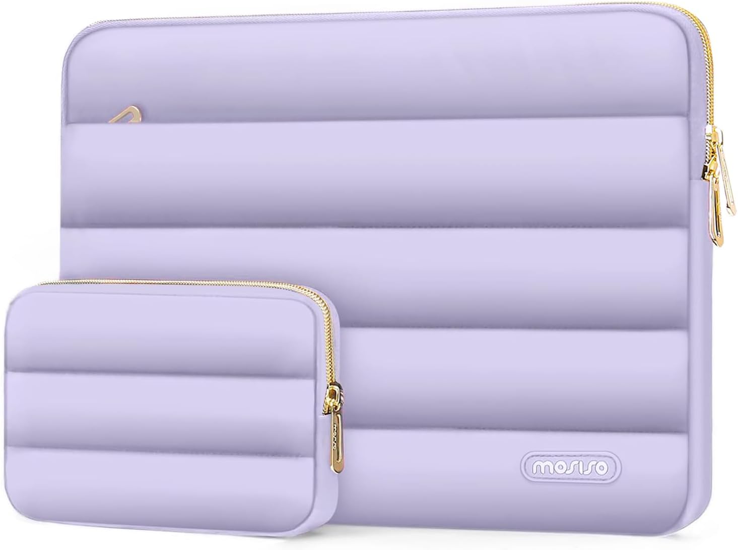 MOSISO 15-15.6 inch Laptop Case, 16 inch Puffy Laptop Sleeve Compatible with MacBook Pro 16, HP Dell ASUS Acer Toshiba Lenovo Notebook Computer, Polyester Horizontal Bag with Small Case, Purple