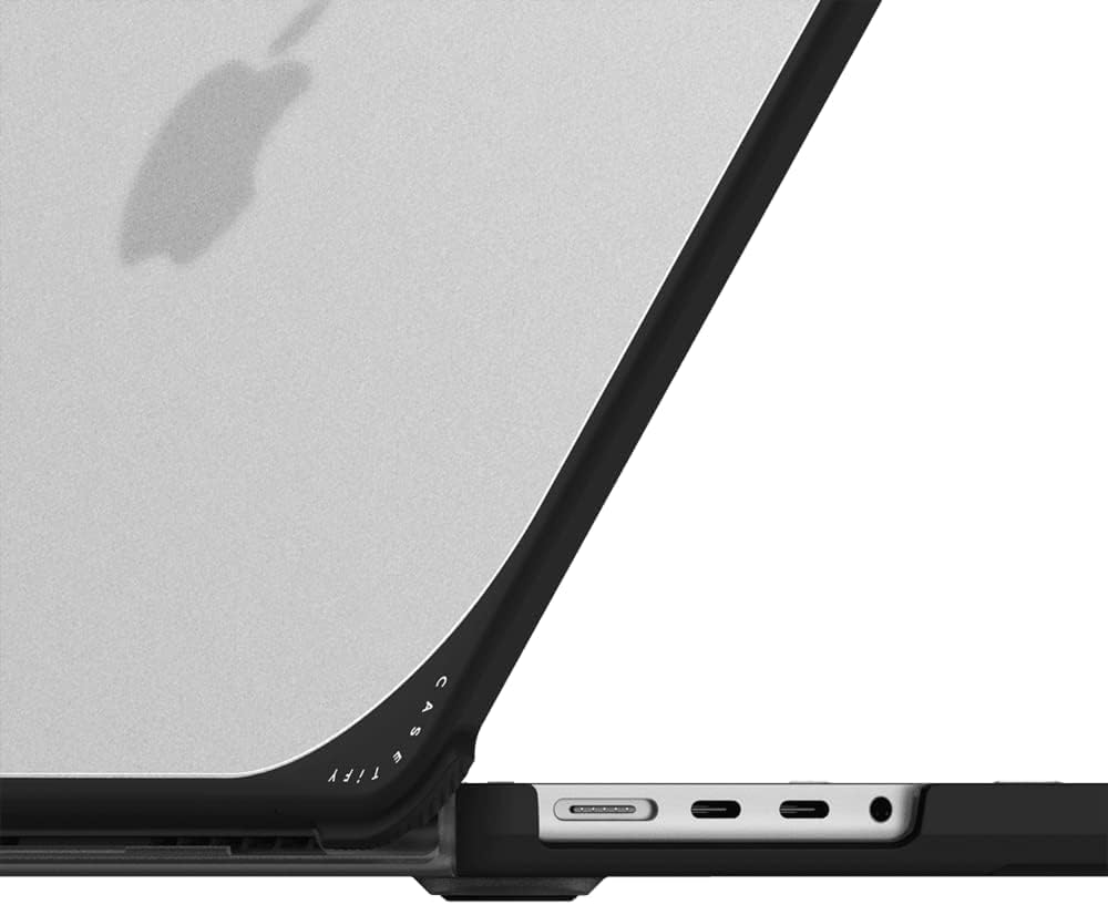 CASETiFY Bounce MacBook Pro 16-inch (M3/M4) Case [Enhanced Protective Corner Design/Ventilation Cutouts/Anti-Slip Grip] - Slowcoaster Sticker MacBook Case - Clear Black