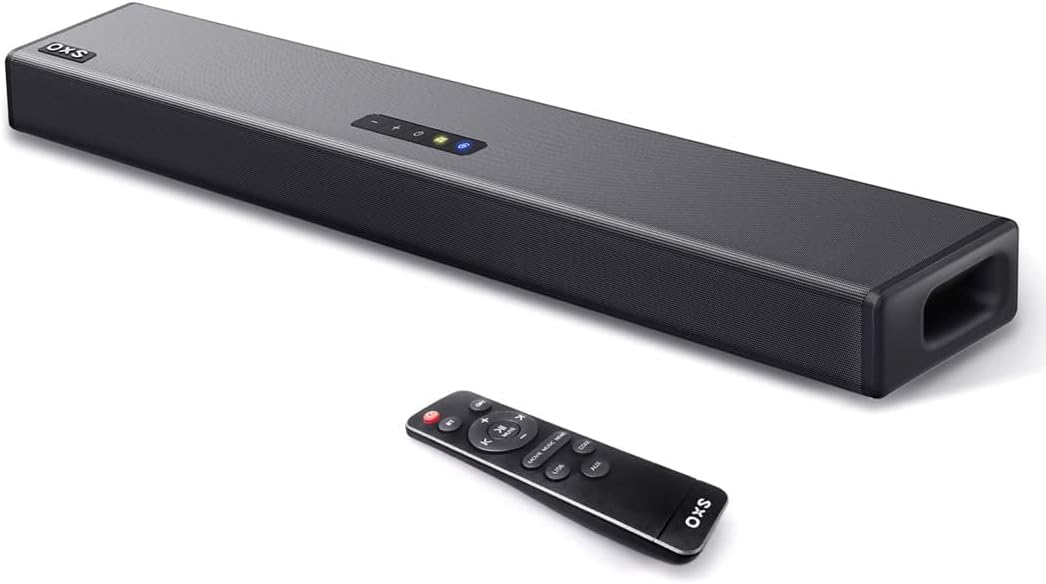 OXS S3 Sound Bars for TV, Home Theater Audio with Dynamic Bass, 3D Surround Sound System TV Sound Bar, TV Speakers, Bluetooth 5.0/Aux/Optical/Coaxial, 80-Watt, 3Eqs, Wall Mountable, Black