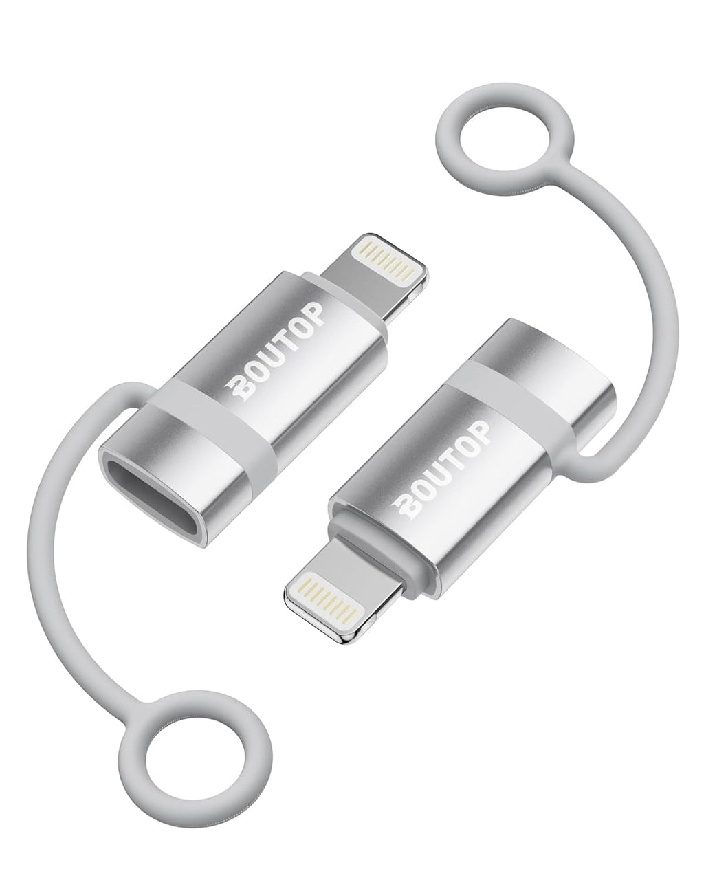 [MFi Certified] 36W USB C to Lightning Adapter, Support PD Fast Charging Compatible with iPhone iPad Airpods, with Anti-Lost Holder Silver -2 Pack