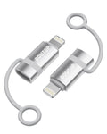 [MFi Certified] 36W USB C to Lightning Adapter, Support PD Fast Charging Compatible with iPhone iPad Airpods, with Anti-Lost Holder Silver -2 Pack