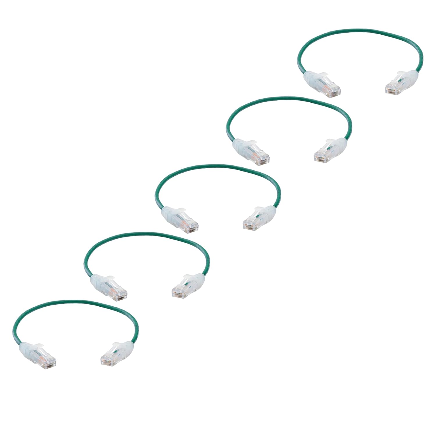TRUECABLE Cat6 Component Rated Patch Cable, Unshielded (U/UTP), 1ft, Green, 28AWG Solid Copper, Snagless 10G High-Speed Ethernet Cable, PoE++ 4PPoE 100W, UL Listed, RoHS-3, 5 Pack