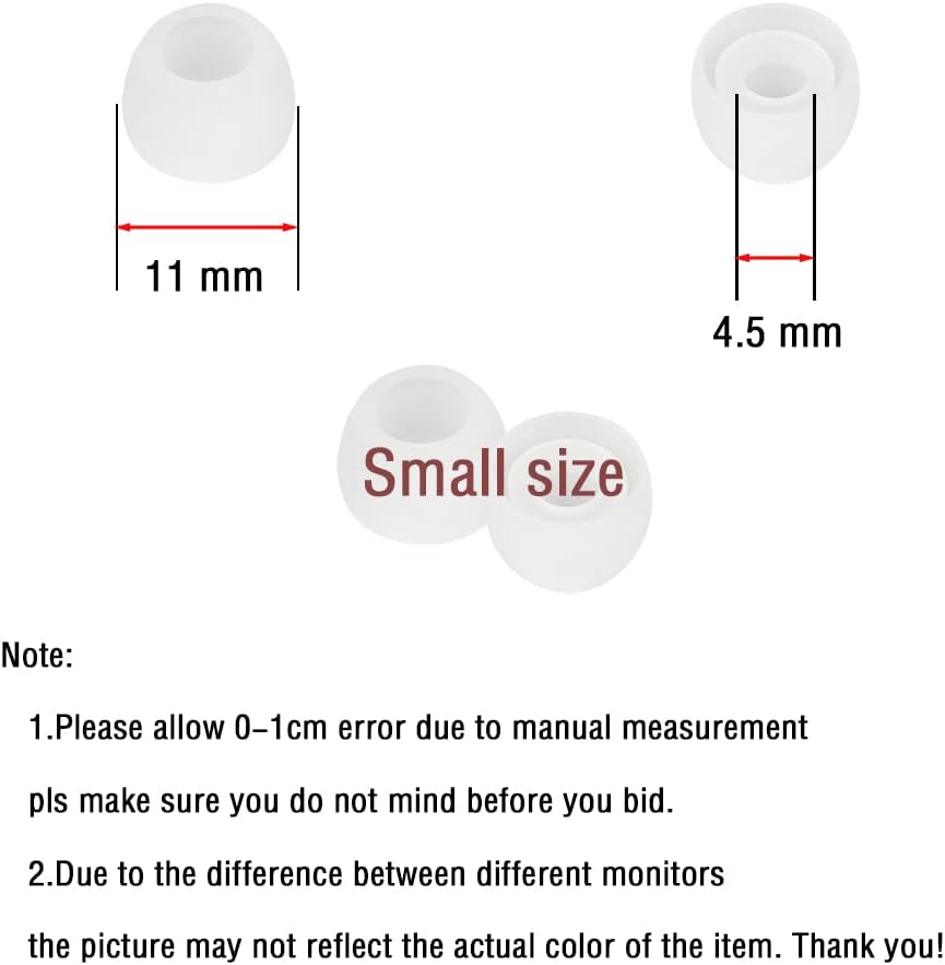 Silicone Small Replacement Earbud Tips Eartips for in- Ear Headphones Rubber Tips Earbud Replacement Earbuds Cap 10 Pairs (White)