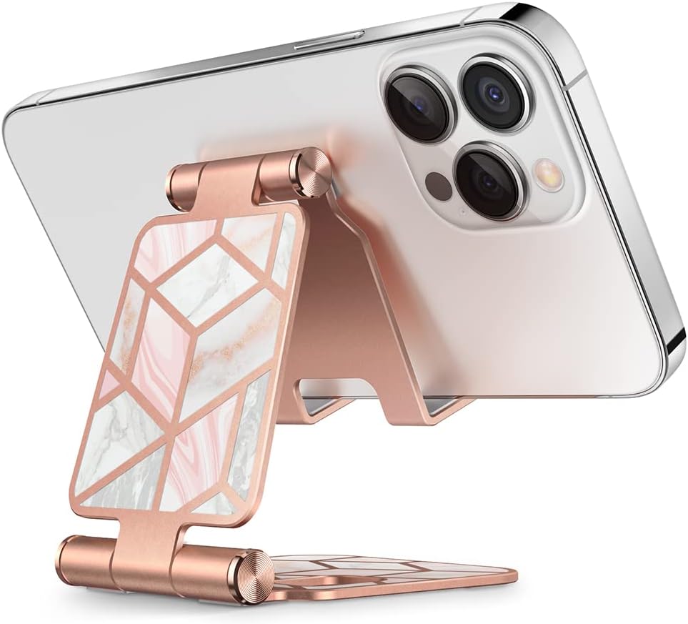 i-Blason Cell Phone Stand for Desk, Cell Phone Holder, Fits All Smart Phones, iPhone 16 15 14 13 Pro Max, Foldable Phone Stand Holder, Marble