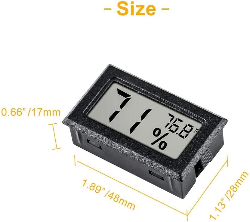 12 Pack Pgzsy Mini Small Digital Electronic Temperature Humidity Meters Gauge Indoor Thermometer Hygrometer LCD Display Fahrenheit (℉) for Humidors, Greenhouse, Garden