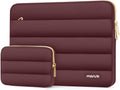MOSISO 13.3 inch Laptop Case, 13-13.3 inch Puffy Laptop Sleeve Compatible with MacBook Air 13 13.6 M4 M3 M2 M1/Pro 13/Pro 14, HP Dell ASUS Lenovo,Polyester Horizontal Bag with Small Case, Wine Red