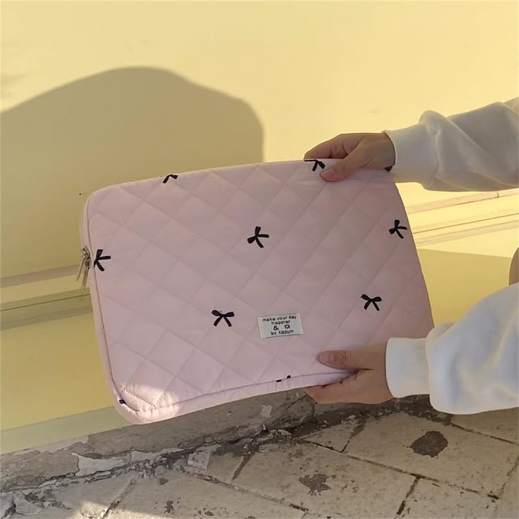 Cute Bow Graphic Carrying Laptop Bag Y2K Preppy Laptop Sleeve Case Bag Kawaii Pad Computer Protect Case Pouch (11 inch,Pink)