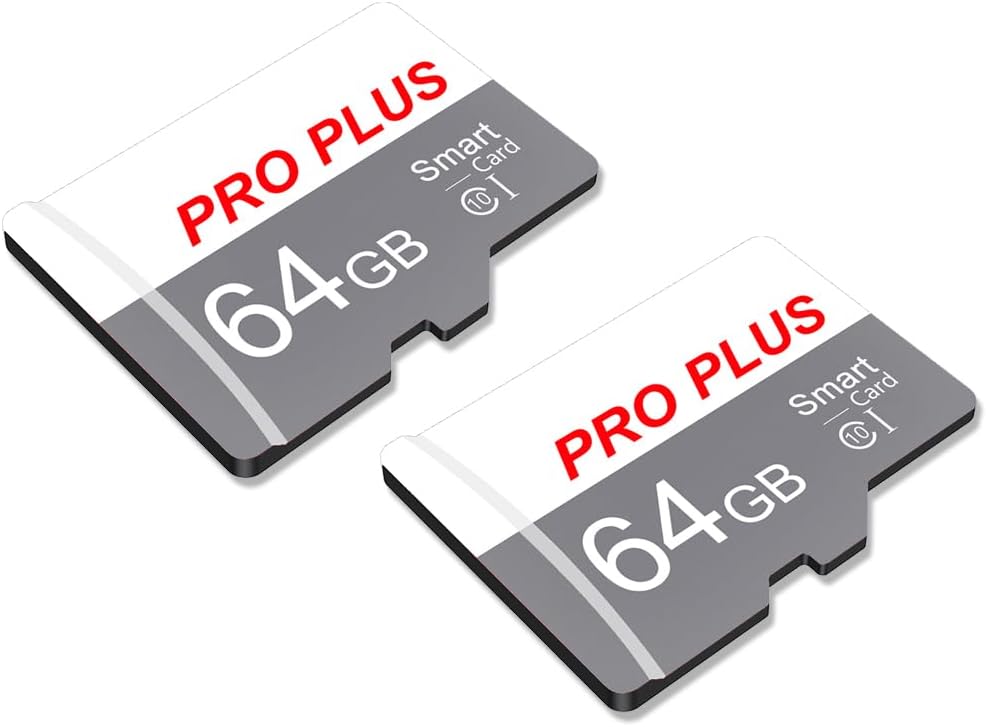 2 Pack TF Card 64GB with Adapter, High Speed Memory Card, UHS-I C10 A1 Memory TF Card for Tablet/Mobile Phone/Camera/Car Audio/Game Console (TF183 White Gray 64GB)